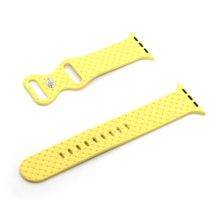 Weave Texture Watch Band For Apple Watch Series 9&8&7 41mm / SE 3&SE 2&6&SE&5&4 40mm / 3&2&1 38mm(Yellow)-garmade.com