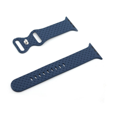Weave Texture Watch Band For Apple Watch Series 9&8&7 41mm / SE 3&SE 2&6&SE&5&4 40mm / 3&2&1 38mm(Midnight Blue)-garmade.com