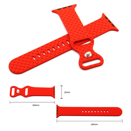Weave Texture Watch Band For Apple Watch Series 9&8&7 41mm / SE 3&SE 2&6&SE&5&4 40mm / 3&2&1 38mm(Red)-garmade.com