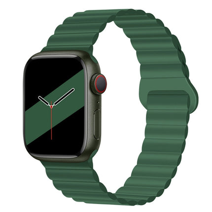 Reverse Buckle Magnetic Silicone Watch Band For Apple Watch Ultra 49mm&Watch Ultra 2 49mm / Series 9&8&7 45mm / SE 3&SE 2&6&SE&5&4 44mm / 3&2&1 42mm(Green)-garmade.com