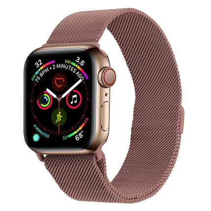Milanese Stainless Steel Watch Band For Apple Watch Ultra 49mm&Watch Ultra 2 49mm / Series 9&8&7 45mm / SE 3&SE 2&6&SE&5&4 44mm / 3&2&1 42mm(Pink)-garmade.com