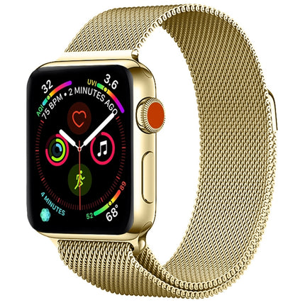 Milanese Stainless Steel Watch Band For Apple Watch Ultra 49mm&Watch Ultra 2 49mm / Series 9&8&7 45mm / SE 3&SE 2&6&SE&5&4 44mm / 3&2&1 42mm(Gold)-garmade.com