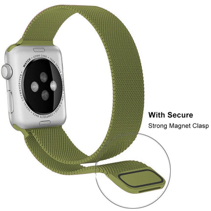 Milanese Stainless Steel Watch Band For Apple Watch Ultra 49mm&Watch Ultra 2 49mm / Series 9&8&7 45mm / SE 3&SE 2&6&SE&5&4 44mm / 3&2&1 42mm(Grass Green)-garmade.com