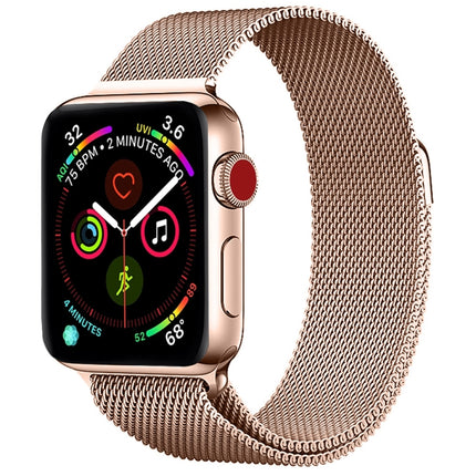 Milanese Stainless Steel Watch Band For Apple Watch Series 9&8&7 41mm / SE 3&SE 2&6&SE&5&4 40mm / 3&2&1 38mm(Rose Gold)-garmade.com