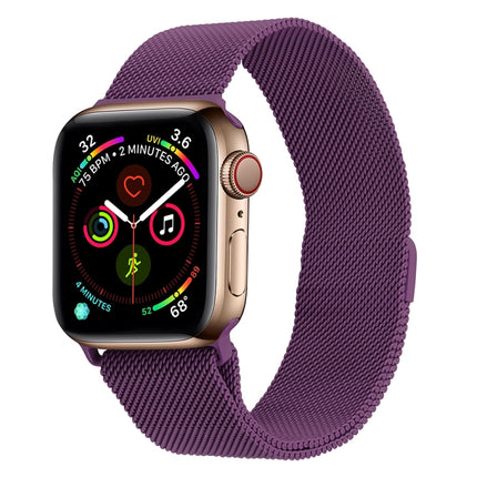 Milanese Stainless Steel Watch Band For Apple Watch Series 9&8&7 41mm / SE 3&SE 2&6&SE&5&4 40mm / 3&2&1 38mm(Purple)-garmade.com