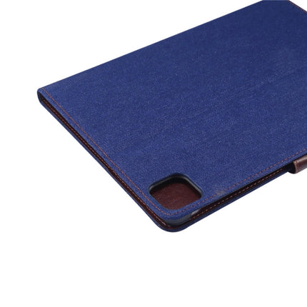 For iPad Pro 11 inch 2020 / 2021 PC + Left And Right Denim Leather Tablet Case Wallet Card Holder With Dormancy(Navy Blue)-garmade.com