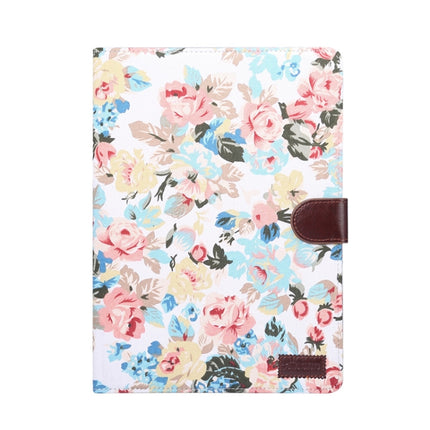 For iPad Pro 11 inch 2020 / 2021 PC + Left And Right Flowering Cloth Holster Wallet Card Holder With Dormancy(White Flower)-garmade.com