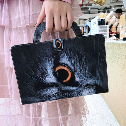 For iPad 11 (2020) 3D Colored Drawing Horizontal Flip Leather Tablet Case with Holder & Card Slot & Wallet & Handle(Half Face Cat)-garmade.com