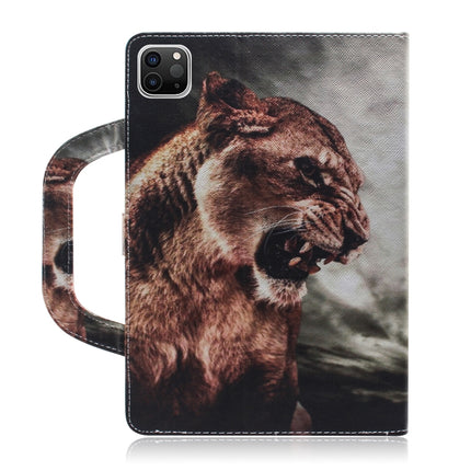 For iPad 11 (2020) 3D Colored Drawing Horizontal Flip Leather Tablet Case with Holder & Card Slot & Wallet & Handle(Lion)-garmade.com