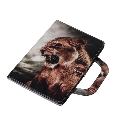 For iPad 11 (2020) 3D Colored Drawing Horizontal Flip Leather Tablet Case with Holder & Card Slot & Wallet & Handle(Lion)-garmade.com