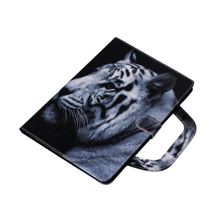 For iPad 11 (2020) 3D Colored Drawing Horizontal Flip Leather Tablet Case with Holder & Card Slot & Wallet & Handle(White Tiger)-garmade.com