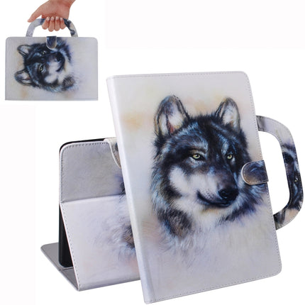 For iPad 11 (2020) 3D Colored Drawing Horizontal Flip Leather Tablet Case with Holder & Card Slot & Wallet & Handle(White Wolf)-garmade.com