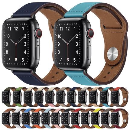 PU Leather Black Buckle Watch Band For Apple Watch Series 9&8&7 41mm / SE 3&SE 2&6&SE&5&4 40mm / 3&2&1 38mm(Brown)-garmade.com