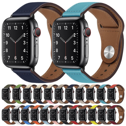 PU Leather Black Buckle Watch Band For Apple Watch Series 9&8&7 41mm / SE 3&SE 2&6&SE&5&4 40mm / 3&2&1 38mm(Orange)-garmade.com