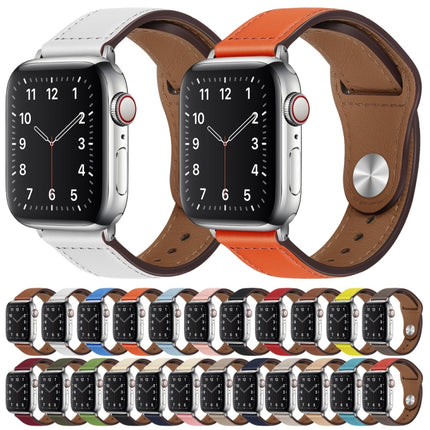 PU Leather Silver Buckle Watch Band For Apple Watch Ultra 49mm&Watch Ultra 2 49mm / Series 9&8&7 45mm / SE 3&SE 2&6&SE&5&4 44mm / 3&2&1 42mm(Orange)-garmade.com