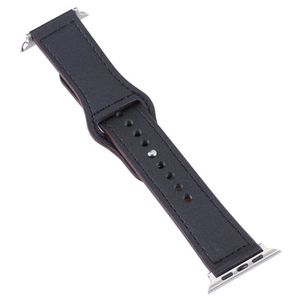 PU Leather Silver Buckle Watch Band For Apple Watch Ultra 49mm&Watch Ultra 2 49mm / Series 9&8&7 45mm / SE 3&SE 2&6&SE&5&4 44mm / 3&2&1 42mm(Beige and Black)-garmade.com