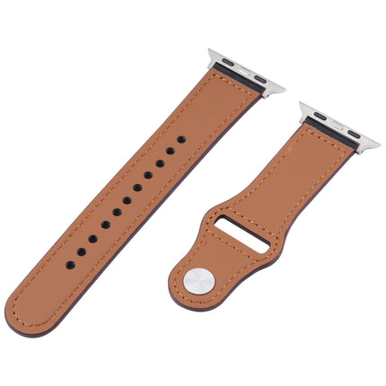 PU Leather Silver Buckle Watch Band For Apple Watch Ultra 49mm&Watch Ultra 2 49mm / Series 9&8&7 45mm / SE 3&SE 2&6&SE&5&4 44mm / 3&2&1 42mm(Wine Red)-garmade.com