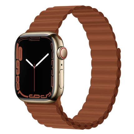 Silicone Magnet Watch Band For Apple Watch Ultra 49mm&Watch Ultra 2 49mm / Series 9&8&7 45mm / SE 3&SE 2&6&SE&5&4 44mm / 3&2&1 42mm(Brown)-garmade.com