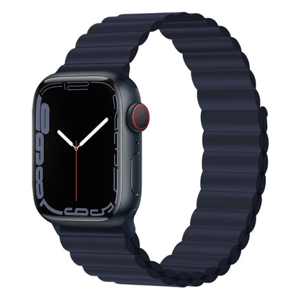 Silicone Magnet Watch Band For Apple Watch Ultra 49mm&Watch Ultra 2 49mm / Series 9&8&7 45mm / SE 3&SE 2&6&SE&5&4 44mm / 3&2&1 42mm(Indigo Blue)-garmade.com