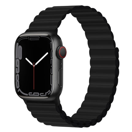 Silicone Magnet Watch Band For Apple Watch Ultra 49mm&Watch Ultra 2 49mm / Series 9&8&7 45mm / SE 3&SE 2&6&SE&5&4 44mm / 3&2&1 42mm(Black)-garmade.com