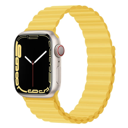 Silicone Magnet Watch Band For Apple Watch Ultra 49mm&Watch Ultra 2 49mm / Series 9&8&7 45mm / SE 3&SE 2&6&SE&5&4 44mm / 3&2&1 42mm(Yellow)-garmade.com