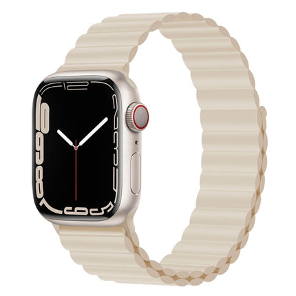 Silicone Magnet Watch Band For Apple Watch Ultra 49mm&Watch Ultra 2 49mm / Series 9&8&7 45mm / SE 3&SE 2&6&SE&5&4 44mm / 3&2&1 42mm(Starlight)-garmade.com
