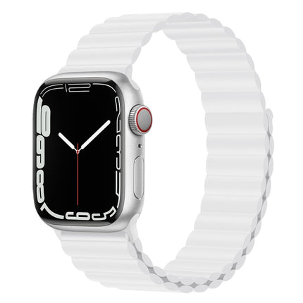 Silicone Magnet Watch Band For Apple Watch Series 9&8&7 41mm / SE 3&SE 2&6&SE&5&4 40mm / 3&2&1 38mm(White)-garmade.com