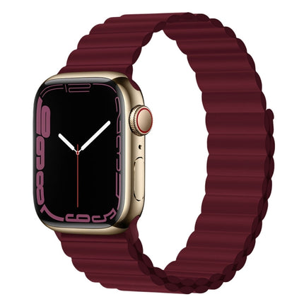 Silicone Magnet Watch Band For Apple Watch Series 9&8&7 41mm / SE 3&SE 2&6&SE&5&4 40mm / 3&2&1 38mm(Wine Red)-garmade.com