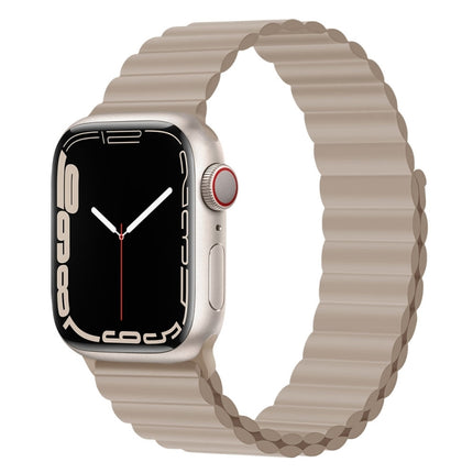 Silicone Magnet Watch Band For Apple Watch Series 9&8&7 41mm / SE 3&SE 2&6&SE&5&4 40mm / 3&2&1 38mm(Khaki)-garmade.com
