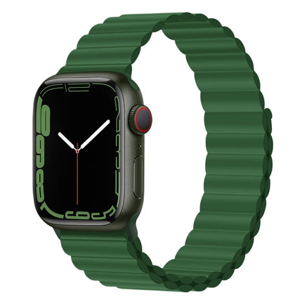 Silicone Magnet Watch Band For Apple Watch Series 9&8&7 41mm / SE 3&SE 2&6&SE&5&4 40mm / 3&2&1 38mm(Grass Green)-garmade.com