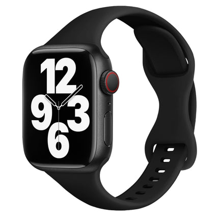 Small Waist Butterfly Buckle Watch Band For Apple Watch Ultra 49mm&Watch Ultra 2 49mm / Series 9&8&7 45mm / SE 3&SE 2&6&SE&5&4 44mm / 3&2&1 42mm(Black)-garmade.com