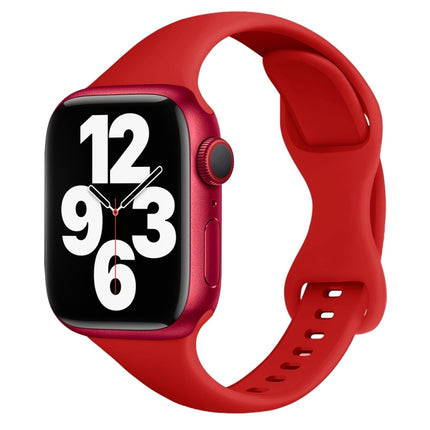 Small Waist Butterfly Buckle Watch Band For Apple Watch Ultra 49mm&Watch Ultra 2 49mm / Series 9&8&7 45mm / SE 3&SE 2&6&SE&5&4 44mm / 3&2&1 42mm(Red)-garmade.com