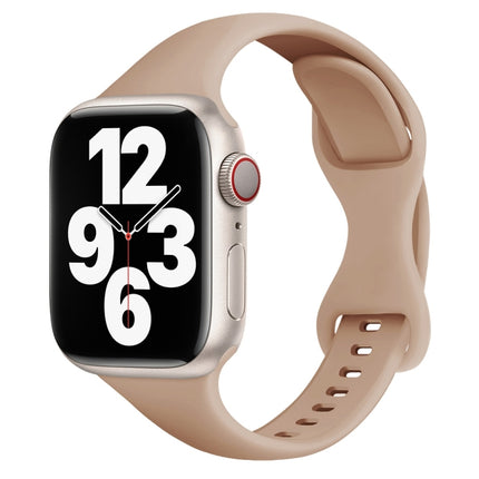Small Waist Butterfly Buckle Watch Band For Apple Watch Ultra 49mm&Watch Ultra 2 49mm / Series 9&8&7 45mm / SE 3&SE 2&6&SE&5&4 44mm / 3&2&1 42mm(Milk Tea Color)-garmade.com