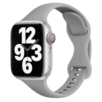 Small Waist Butterfly Buckle Watch Band For Apple Watch Ultra 49mm&Watch Ultra 2 49mm / Series 9&8&7 45mm / SE 3&SE 2&6&SE&5&4 44mm / 3&2&1 42mm(Light Grey)-garmade.com