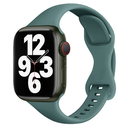Small Waist Butterfly Buckle Watch Band For Apple Watch Ultra 49mm&Watch Ultra 2 49mm / Series 9&8&7 45mm / SE 3&SE 2&6&SE&5&4 44mm / 3&2&1 42mm(Pine Needle Green)-garmade.com