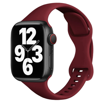 Small Waist Butterfly Buckle Watch Band For Apple Watch Series 9&8&7 41mm / SE 3&SE 2&6&SE&5&4 40mm / 3&2&1 38mm(Wine Red)-garmade.com