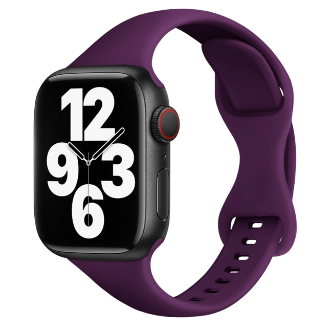 Small Waist Butterfly Buckle Watch Band For Apple Watch Series 9&8&7 41mm / SE 3&SE 2&6&SE&5&4 40mm / 3&2&1 38mm(Dark Purple)-garmade.com