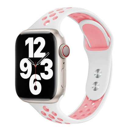 Double Nail Small Waist Watch Band For Apple Watch Ultra 49mm&Watch Ultra 2 49mm / Series 9&8&7 45mm / SE 3&SE 2&6&SE&5&4 44mm / 3&2&1 42mm(White Pink)-garmade.com