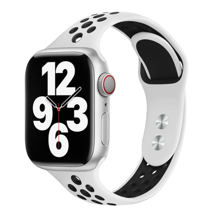 Double Nail Small Waist Watch Band For Apple Watch Ultra 49mm&Watch Ultra 2 49mm / Series 9&8&7 45mm / SE 3&SE 2&6&SE&5&4 44mm / 3&2&1 42mm(White Black)-garmade.com