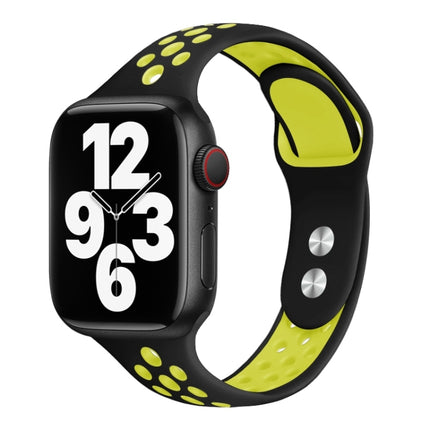 Double Nail Small Waist Watch Band For Apple Watch Ultra 49mm&Watch Ultra 2 49mm / Series 9&8&7 45mm / SE 3&SE 2&6&SE&5&4 44mm / 3&2&1 42mm(Black Fluorescent Yellow)-garmade.com