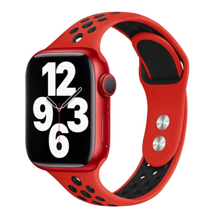 Double Nail Small Waist Watch Band For Apple Watch Ultra 49mm&Watch Ultra 2 49mm / Series 9&8&7 45mm / SE 3&SE 2&6&SE&5&4 44mm / 3&2&1 42mm(Red Black)-garmade.com