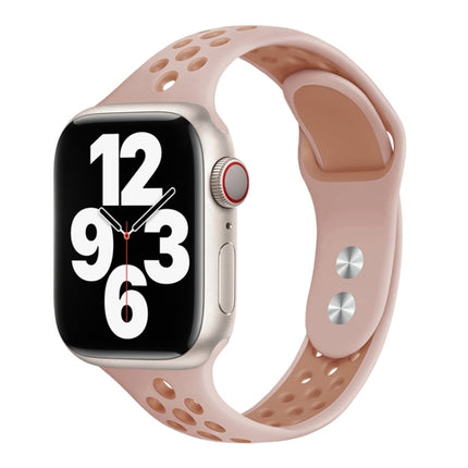 Double Nail Small Waist Watch Band For Apple Watch Ultra 49mm&Watch Ultra 2 49mm / Series 9&8&7 45mm / SE 3&SE 2&6&SE&5&4 44mm / 3&2&1 42mm(Pink Rose Grey)-garmade.com