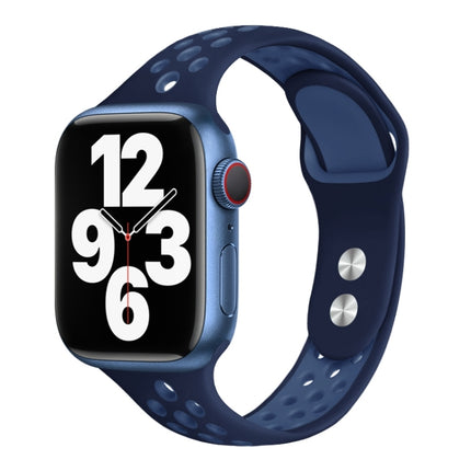 Double Nail Small Waist Watch Band For Apple Watch Ultra 49mm&Watch Ultra 2 49mm / Series 9&8&7 45mm / SE 3&SE 2&6&SE&5&4 44mm / 3&2&1 42mm(Navy Blue)-garmade.com