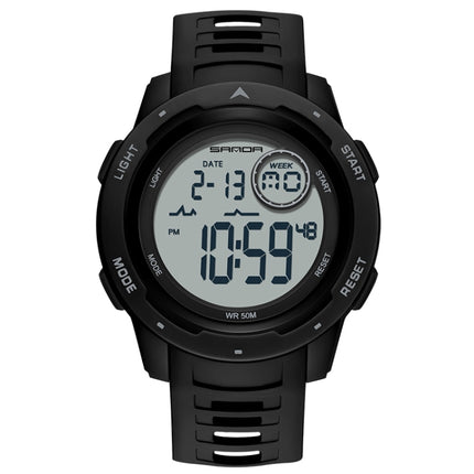 SANDA 2125 Luminous Waterproof Dual Display Electronic Watch(Black White)-garmade.com