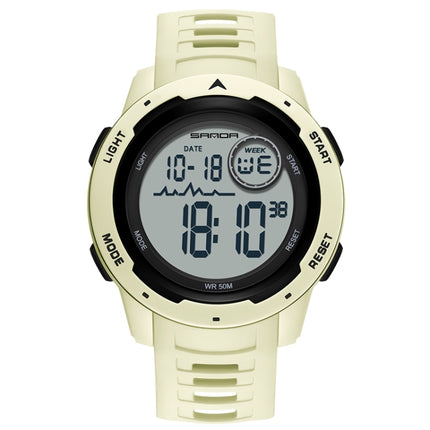 SANDA 2125 Luminous Waterproof Dual Display Electronic Watch(Khaki)-garmade.com