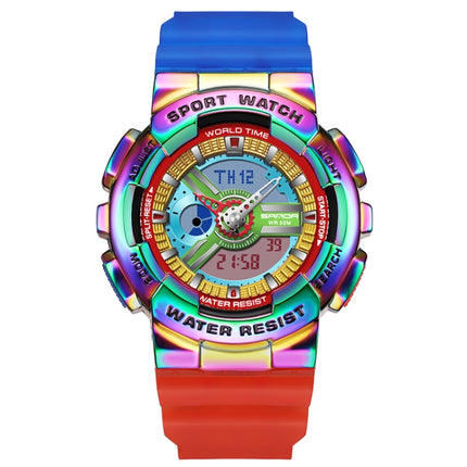 SANDA 3137 TPU Strap Luminous Waterproof Dual Display Electronic Watch(Multicolor)-garmade.com