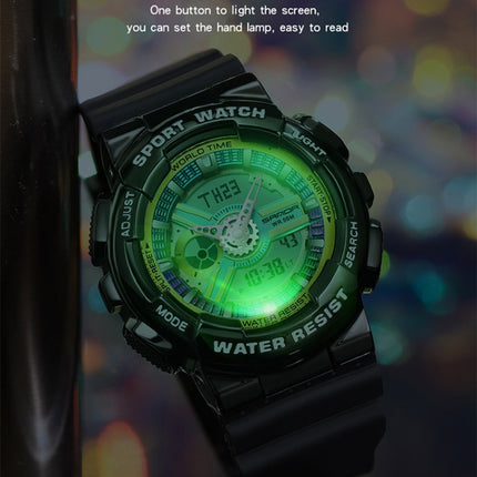 SANDA 3137 TPU Strap Luminous Waterproof Dual Display Electronic Watch(Multicolor)-garmade.com