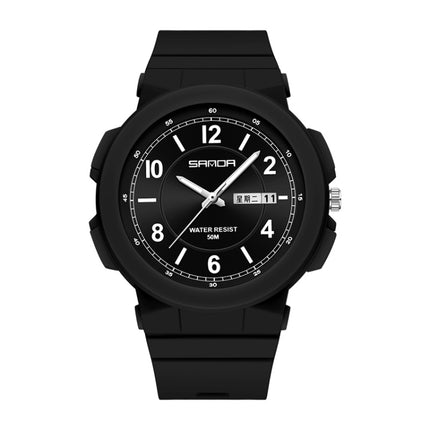 SANDA 6097 TPU Strap Dual Calendar Waterproof Electronic Watch(Black)-garmade.com