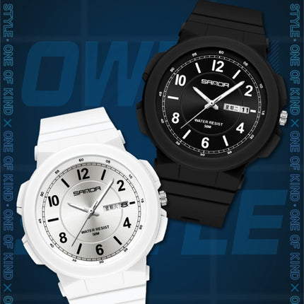 SANDA 6097 TPU Strap Dual Calendar Waterproof Electronic Watch(Black)-garmade.com