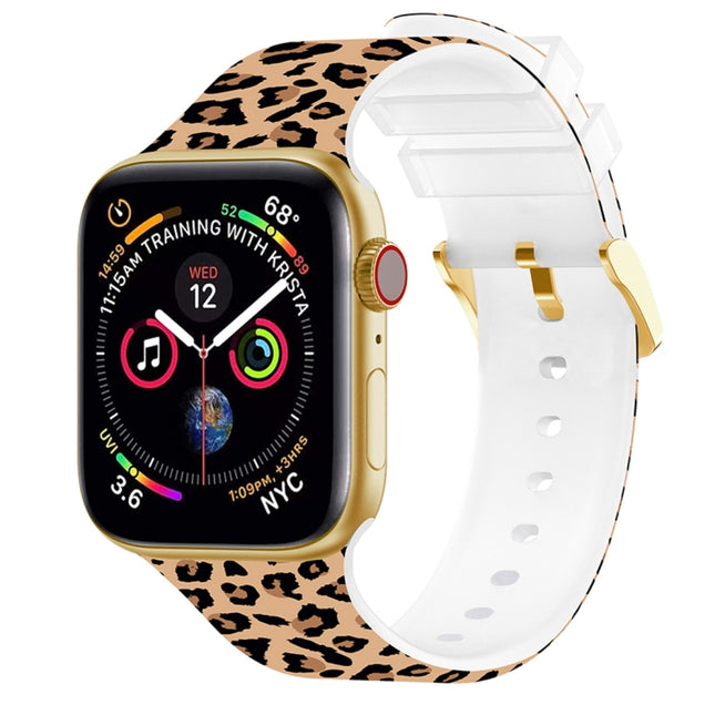 Square Buckle Color Printing Watch Band For Apple Watch Ultra 49mm&Watch Ultra 2 49mm / Series 9&8&7 45mm / SE 3&SE 2&6&SE&5&4 44mm / 3&2&1 42mm(Leopard 4)-garmade.com